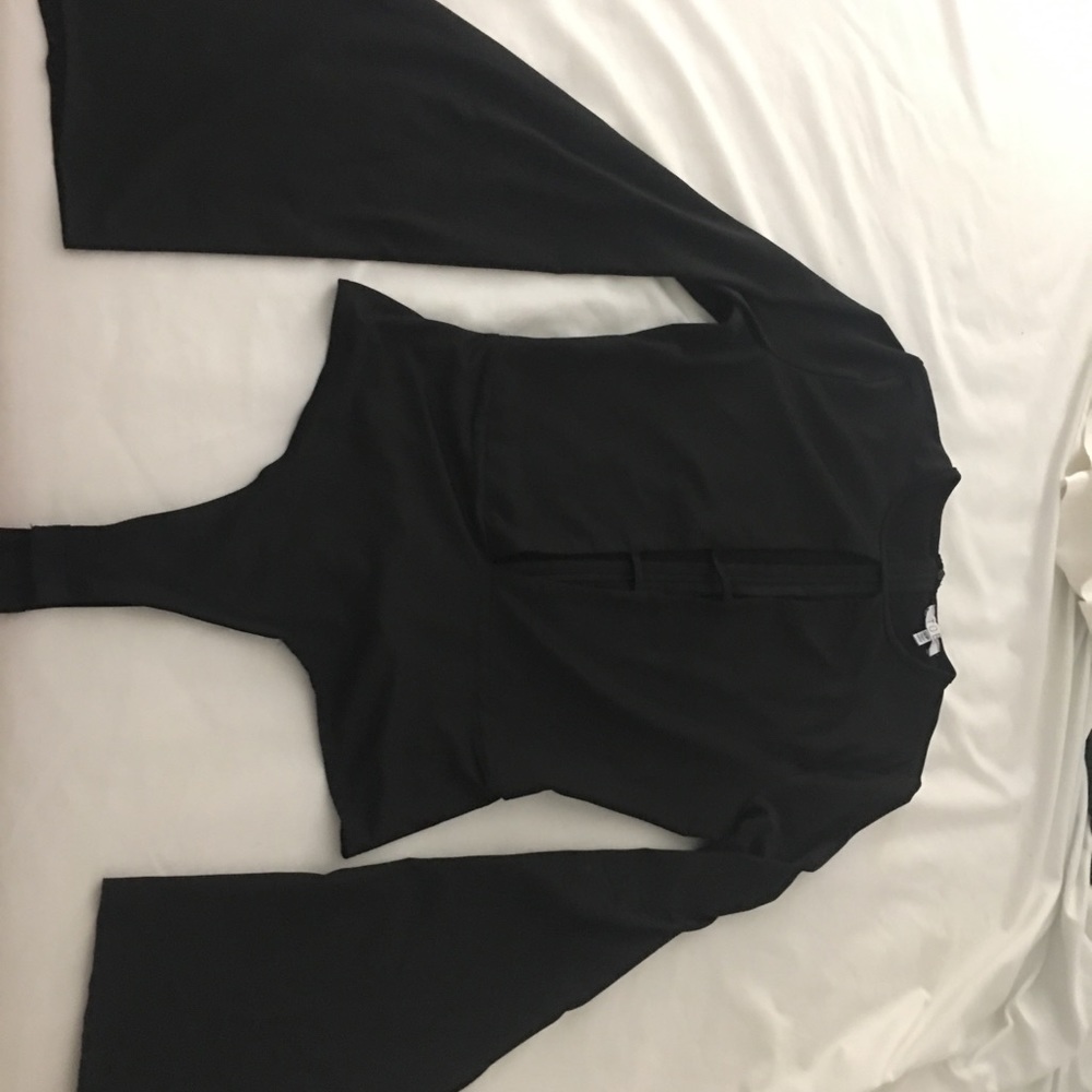 Long sleeve with Flare, Black Open Blouse